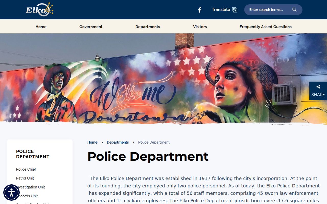 Elko County Elko warrant records, Official Elko Police Department page