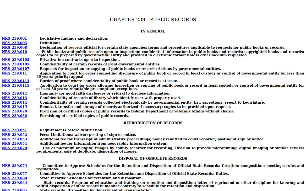 Elko County warrant records, Nevada Public Records Act page