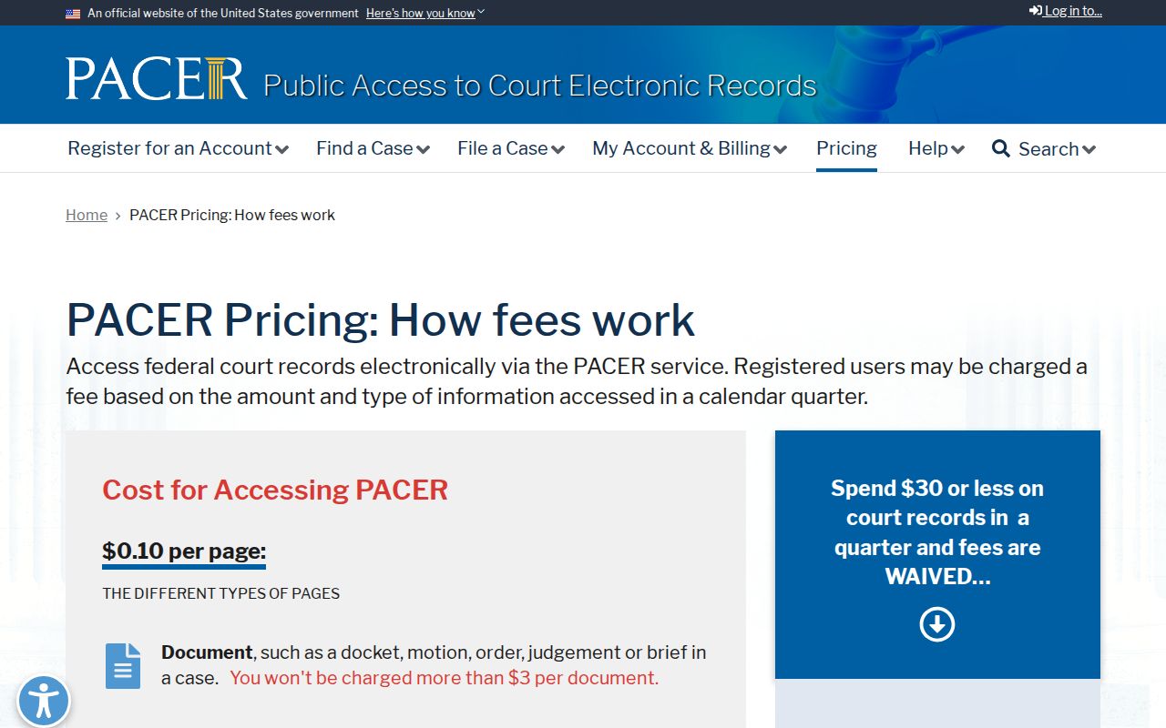 Elko County warrant records, Federal PACER public-access page for warrant-related docket research
